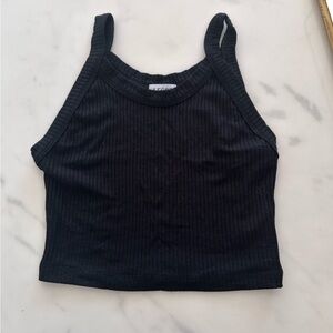 Leset cropped ribbed tank top black size XS